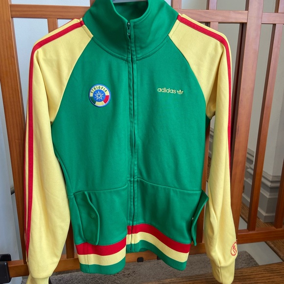 Adidas Green and Yellow Track Jacket Ethiopia original authentic - Picture 1 of 8